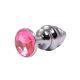 Mali rebrasti metalni analni dildo sa rozim dijamantom - ft001051