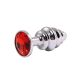 Mali rebrasti metalni analni dildo sa crvenim dijamantom - ft001052