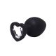 Srednji crni silikonski analni dildo srce sa dijamantom - ft001079