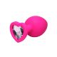 Srednji rozi silikonski analni dildo srce sa dijamantom - ft001080