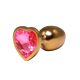 Mali zlatni analni dildo srce sa rozim dijamantom - ft001085