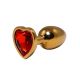 Mali zlatni analni dildo srce sa crvenim dijamantom - ft001086