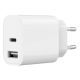 TA-UC-2AC12-01 Gembird USB punjac, 2-port USB-A+ USB-C, 2.4 A, white - EP3224844