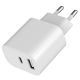 TA-UC-2AC12-01 Gembird USB punjac, 2-port USB-A+ USB-C, 2.4 A, white - EP3224844