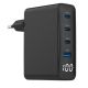 TA-UC-PDQC100LCD-01-BK Gembird 4-port 100W GaN USB fast charger, LCD, black - EP3228028