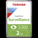 TOSHIBA HDD Video Surveillance S300 2TB SMR, 3.5'', 128MB, 5400RPM, SATA, TBW: 180 - HDWT720UZSVA