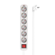 Produzni kabl sa prenaponskom zastitom/prekidac/indikator 6 uticnice 3m Max MPS-106SOPB-3M beli - 221390