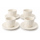 MKS Set keramičkih šolja za kafu sa tacnama 4/1  – bele sa reljefnim dezenom - EP3335825