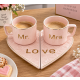 MKS Keramičke šolje za parove 2/1 sa tacnama u obliku srca – Mr. & Mrs. LOVE - EP3335717
