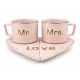 MKS Keramičke šolje za parove 2/1 sa tacnama u obliku srca – Mr. & Mrs. LOVE - EP3335717