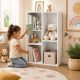 KINDER HOME Dečja polica za knjige sa 5 pregrada, beli organizator za knjige i igračke - EP3317862