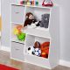 KINDER HOME Dečija polica za knjige, organizator za knjige i igračke sa 2 tekstilne kutije, bela - EP3317865