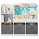 Dečiji organizator KINDER HOME,  3 tekstilne kutije, drveni, beli, Montesori - JVTR-3458
