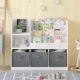 Dečiji organizator KINDER HOME,  3 tekstilne kutije, drveni, beli, Montesori - JVTR-3458