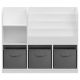 Dečiji organizator KINDER HOME,  3 tekstilne kutije, drveni, beli, Montesori - JVTR-3458