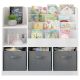 Dečiji organizator KINDER HOME,  3 tekstilne kutije, drveni, beli, Montesori - JVTR-3458