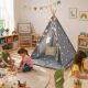 Dečiji šator KINDER HOME , 100% pamuk, sa mekom podlogom za punjenje, jastukom i LED svetlima - EP3305345