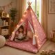 Dečiji pamučni šator KINDER HOME 100% pamuk, sa mekom podlogom za punjenje, jastukom i LED svetlima - EP3305346
