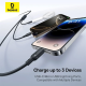 Kabel Baseus Silky 3 u 1 Fast Charging Cable USB-C na  M+L+C 100W 1.5m Moon White - P10377706213-00