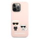 Maska za iPhone 13 Pro Light Pink Karl Lagerfeld Silicone Case Karl&Choupette - KLHCP13LSSKCI