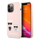 Maska za iPhone 13 Pro Light Pink Karl Lagerfeld Silicone Case Karl&Choupette - KLHCP13LSSKCI