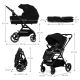 KINDERKRAFT Kolica za bebe 3u1 Yoxi mink pro pure, crna - KSYOXI00BLK3000