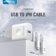 Kućni punjač KONFULON C69A+DC05 QC 15W, USB na iPhone lightning beli 1m - 222330