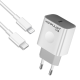 Kucni punjac KONFULON C69D+DC13 PD20W sa PD kablom Type C na iPhone lightning beli - 39182