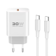 Kućni punjač KONFULON C87c + DL51, 30W, +DL51 sa PD kablom Type C na Type C beli - 220799