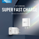 Kucni punjac KONFULON C87c + DL50, 30W, sa PD kablom Type C na iPhone lightning beli - 219670