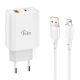 Kucni punjac KONFULON JK87, QC 20W, PD 30W, sa iPhone lightning kablom beli - 219672