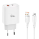 Kućni punjač KONFULON Joko JK87 PD 30W/ USB Q.30W sa kablom USB na iPhone Lightning beli 1m - 613669