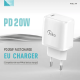 Kućni punjač KONFULON Joko JK91+DC66 PD 20W sa kablom Type-C na iPhone Lightning beli 1m - 615496