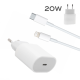 Kućni punjač PD Fast charger 20W 3A za iPhone 11/12 sa PD lightning kablom HQ CE beli - 90959-1