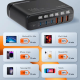 LDNIO Kućni punjač sa adapterima A6140C 3xQC3.0 (30W) 3xPD3.0 (100W) 140W Max Type C - Type C, crna - 215602