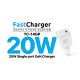Kućni punjač Teracell Evolution TC-14GP, GaN, PD 3.0, 20W sa kablom Type-C na iPhone Lightning beli 1.2m - 610061