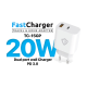 Kućni punjač Teracell Evolution TC-15GP, QC 3.0, PD 3.0, 20W sa kablom Type-C na iPhone Lightning beli 1.2m - 610064