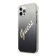 Maska za iPhone 12 Pro Max crna Guess Faceplate Glitter Gradient Script - GUHCP12LPCUGLSBK