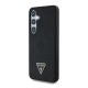 Maska za Samsung Galaxy S25/ S931B Guess Grained Hot Stamp Peony Pattern Triangle Logo MagSafe crna - GUHMS25SPGBTMK