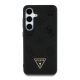 Maska za Samsung Galaxy S25/ S931B Guess Grained Hot Stamp Peony Pattern Triangle Logo MagSafe crna - GUHMS25SPGBTMK