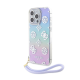 Maska za iPhone 15 Pro Guess Hc PC TPU Iridescent Glitter Pattern Peony Cordstrap ljubičasta - GUHCP15LHPELISU