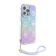 Maska za iPhone 15 Pro Guess Hc PC TPU Iridescent Glitter Pattern Peony Cordstrap ljubičasta - GUHCP15LHPELISU