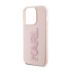 Maska za iPhone 15 Pro Karl Lagerfeld 3D Rubber Glitter Logo roze - KLHCP15L3DMBKCP