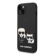 Maska za iPhone 14 Karl Lagerfeld and Choupette Liquid Silicone crna - KLHCP14SSSKCK