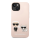 Maska za iPhone 14 Plus  Karl Lagerfeld and Choupette Liquid Silicone Pink - KLHCP14MSSKCI