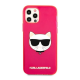 Maska za iPhone 12 Mini (54) pink Karl Lagerfeld Cat Fluo - KLHCP12SCHTRP