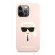 Maska za iPhone 13 Pro Light Pink Karl Lagerfeld Hc Silicone Karl Head - KLHCP13LSLKHLP