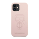 Maska za iPhone 12 Mini pink Karl Lagerfeld Ikonik Outline - KLHCP12SSILTTPI
