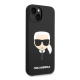 Maska za iPhone 14 Plus Karl Lagerfeld Liquid Silicone Karl Head crna - KLHCP14MSLKHBK