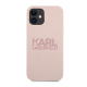 Maska za iPhone 12 Mini pink Karl Lagerfeld Logo - KLHCP12SSTKLTLP